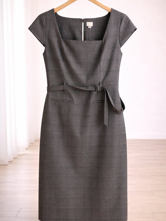 a new day Dresses & Skirts - A New Day Gray Plaid Sheath Dress Size XL | NWT | Belted Workwear Chic